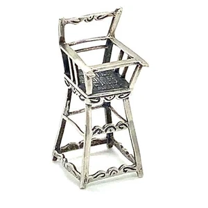 Vintage Sterling Silver Signed 925 Carve Ornate Miniature Baby High Chair Figure - Picture 1 of 7