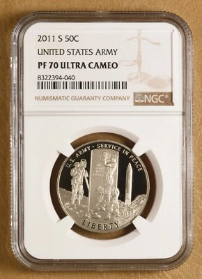 2011 S Proof United States Army Commemorative Half Dollar NGC PF 70 Ultra Cameo - Image 1 of 2