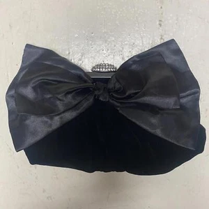 NEIMAN MARCUS black velvet velour bow clutch purse - Picture 1 of 6