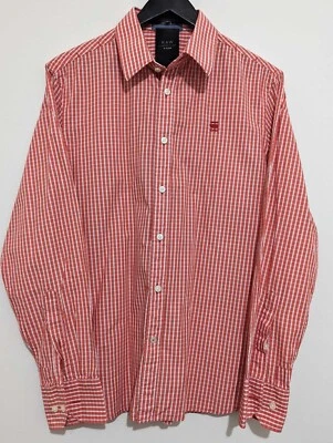 G-Star Raw Correctline Size L Long Sleeve Orange Stripe Shirt Embroidered Logo - Image 1 of 4