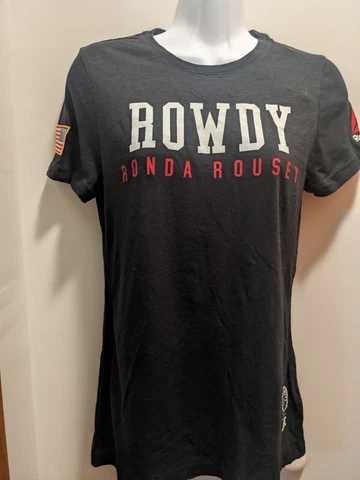Rowdy Ronda Rousey UFC Women's Small Black Short Sleeved Reebok Shirt NWT Cover