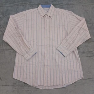 Alex Cannon Shirt Mens Large Pink Blue striped Long Sleeve Button Down Cotton - Picture 1 of 10