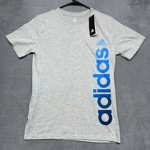 Adidas T-Shirt Boy L (14-16) Heather Gray Cotton Graphic Logo Crew Neck Pullover - Picture 1 of 9