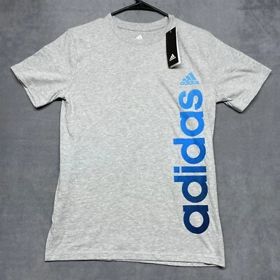 Adidas T-Shirt Boy L (14-16) Heather Gray Cotton Graphic Logo Crew Neck Pullover - Image 1 of 4
