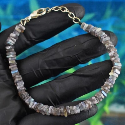 44. Cts Fabulous Amazing Flash Labradorite Beaded Beautiful Bracelet VK 46 E658 - Image 1 of 2