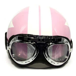 Gentle prince Motorcycle Helmet with Goggles Vintage Pilot Style free size white - Picture 1 of 5