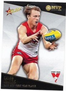 2016 Afl Select SYDNEY SWANS CALLUM MILLS BEST FIRST YEAR PLAYER AFLPA CARD