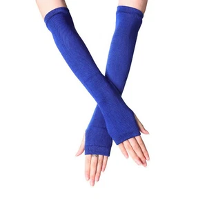Women Wrist Arm Knitted Mitten Gloves Ladies Fingerless Warmer Hand Winter Long - Picture 1 of 27