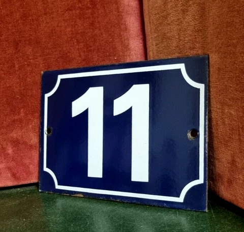 Vintage French enamel house sign number 11 for door gate wall street portal Cover