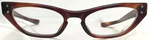 VINTAGE MID CENTURY MOD BROWN TORTOISE CATEYE RX OR SUNGLASSES STARS FRANCE SM - Picture 1 of 9