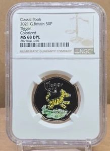 2021 GREAT BRITAIN 50p DISNEY'S CLASSIC POOH - TIGGER - NGC MS68 DPL C not niue - Picture 1 of 8