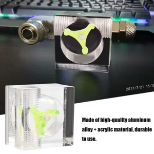 Acrylic Quadrate 2 Way 3 Impeller Flow Meter Indicator Port for PC Water Cooling - Photo 1/8