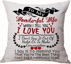 Best for Lover Wife Nordic Sweet Warm Sayings to My Wonderful Pillow (18"X 18")