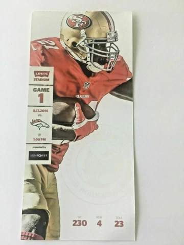 SF 49ers Levi's Stadium Inaugural Season GAME TICKET 1 8/17/2014 Authentic stub Cover