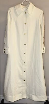 Tuckernuck Sarah Dress Gold Button Down Belted Maxi Dress In Cream - Size Small - Image 1 of 3