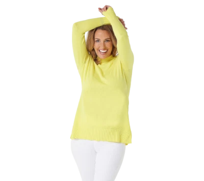 Isaac Mizrahi Live! Suéter Cuello Simulado Punto Borde Amarillo Limonada Elige Talla Foto 1 de 2