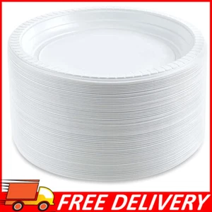 6 inch Round Plastic Plates Microwaveable Disposable White Dinnerware 100ct - Picture 1 of 7