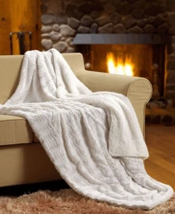 Sherpa Super Soft Reversible Solid Throw Blanket - OVERSTOCK SALE - Picture 1 of 5