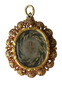 Authentic Old 18 Kt Gold Christian Reliquary Relic Jesus Christ Cross Pendant - Picture 1 of 9