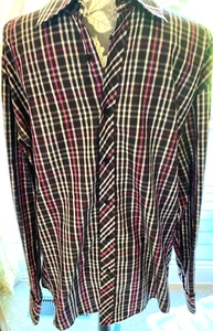 Ben Sherman Button Down Pink Plaid Special Cuff Links Signed Cuffs Large 004-184 - Picture 1 of 14