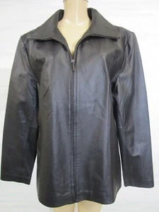 Leather Jacket East 5th Black Mid Length Long Sleeve Zip Closure XL NEW - Picture 1 of 9