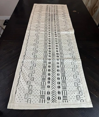 White African Mudcloth Table Runner: Handmade Boho Home Decor - Image 1 of 4
