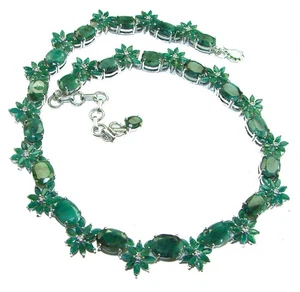Colombian Emerald Necklace 925 Sterling Silver 272.9ct Green Statement 88.9g - Picture 1 of 4