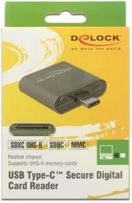 Delock 91498 USB Type-C™ SDHC / SDXC UHS-II / MMC Single Slot Card Reader - Bild 1 von 2