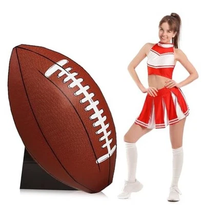  Futebol americano 4 pés grande recorte de papelão stand up tamanho real vermelho, branco e preto - Imagem 1 de 4