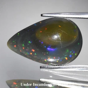 💎 Opale Nero Naturale 4,97ct 17x10,8mm Pera Cabochon - Gioco di Colori, Gemma Africa - Foto 1 di 5