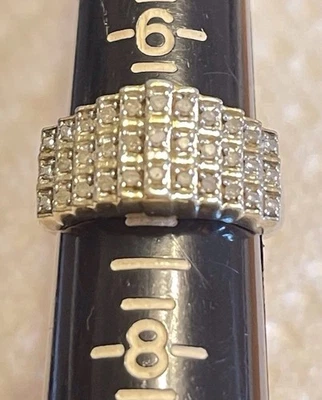 Anillo de cóctel o boda enchapado en oro de plata de ley con diamantes talla 7 Foto 1 de 4