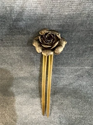 Antiguo peine de pelo rosa plateado con centro de amatista - pieza ornamental rara Foto 1 de 3