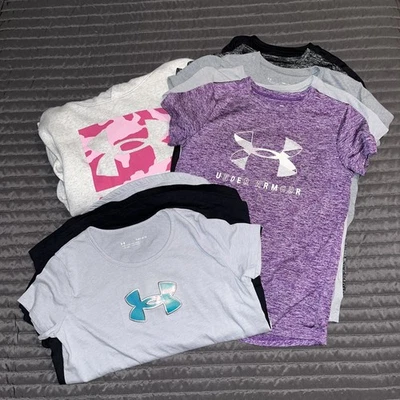 Lote de (9) camisas Under Armour para niñas - YM & YL - jóvenes niñas medianas grandes UA Foto 1 de 4