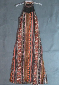 Band of Gypsies Dress Womens Small Multicolor Halter Paisley Boho Hipster Maxi - Picture 1 of 11