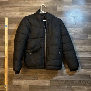 Michael Kors Boys Size 10-12 Black Full Zip Hooded Puffer Jacket (#MB44057B47) - Picture 1 of 6