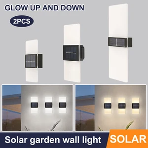 Solar LED Street Wall Light Up Down Outdoor Waterproof Garden Yard Sconce Lamp - Picture 1 of 15