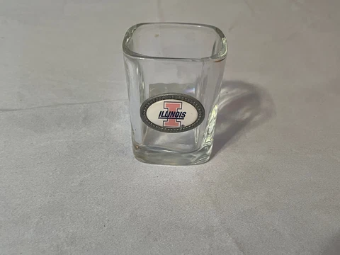 Vintage University of Illinois llini Collectible Shot Clear Glass  2.5" Cover