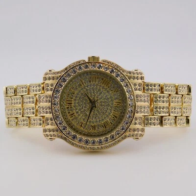 Techno Pave No.7341 Crystals Inlay Quartz Men's Watch Sz. 8 1/4" New Battery - Image 1 of 4