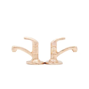 2X Metal Water Faucet Miniature Golden Sink Tap Kitchen Bathroom 1:12 Dollhouse - Picture 1 of 9