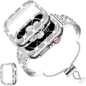 Brazalete de diamantes de cristal con estuche para iWatch Series 10 9 8 7 6 5 4 SE Ultra - Imagen 1 de 12