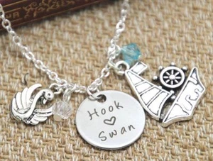 Necklace Once Upon A Time Pendant Hook and Emma OUAT Hook and Swan Pendant - Picture 1 of 1