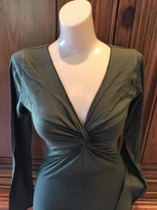 EUC VELVET LS DEEP VNECK SEXY BLOUSE Supersoft Cotton/Lycra Medium - Picture 1 of 12