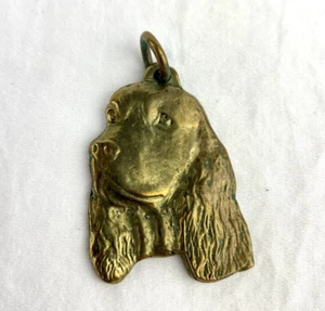VINTAGE I LOVE MY ENGLISH SPRINGER SPANIEL CAST BRASS KEY CHAIN PENDANT CRAFT - Picture 1 of 5