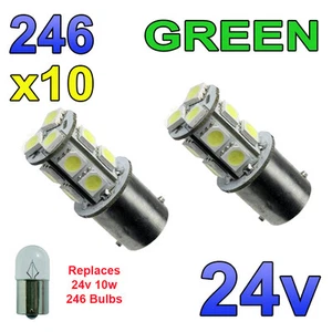 10 bombillas interiores HGV verde 24v LED BA15s 246 R10W 13 SMD  - Imagen 1 de 4