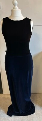 MOSCHINO Ladies Dress Blue Brown Velvet stretch Maxi sleeveless UK Size 12 - Image 1 of 4
