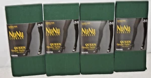 4 New Footed Hunter Green Opaque Tights Pantyhose Lot Queen Q 150-225lbs 5'2-6'2 - Picture 1 of 11