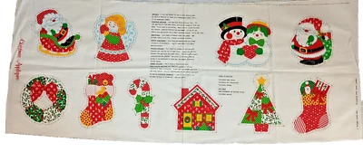 10 Christmas Applique or 1 Sided  Ornaments  Fabric Sewing panel - Image 1 of 4