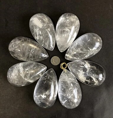 Pingentes de lustre de quartzo cristal rocha peças prismas meia pera 4" 102mm 8 peças - Imagem 1 de 4