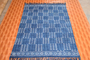 Cotton Floor Mats 120x180 Area Rug Dabu Printed Dhurrie Handmade Geometric Kilim