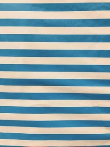 One Inch Stripe Poly Cotton Fabric Print Turquoise White 58" Wide SOLD BY YARD - Picture 1 of 1
